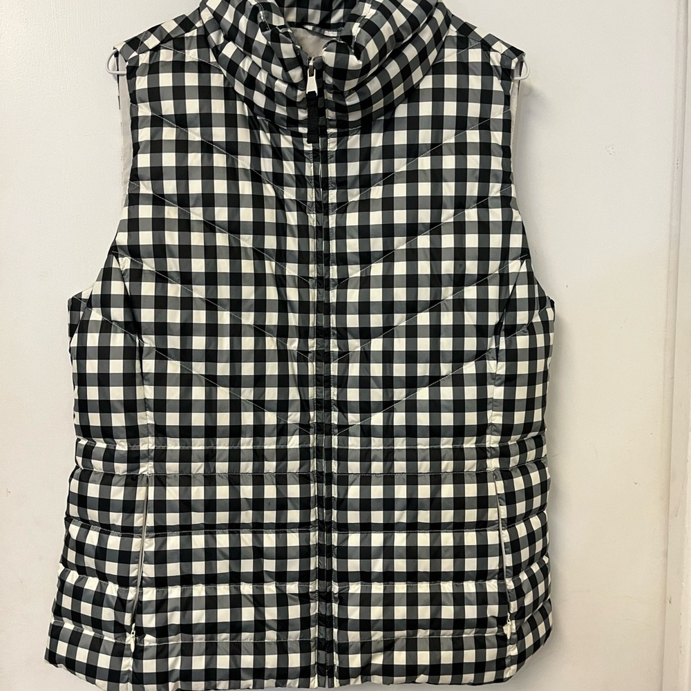 Black and White Checkered Puffer Vest